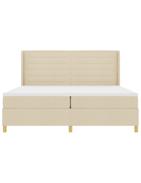 Letto Box Spring con Materasso e LED Crema 200x200 cm Tessuto