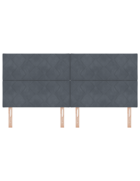 Testata LED Design a Blocchi di Diamante Grigio Scuro 200 cm in Velluto