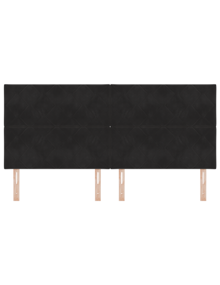 Testiera LED  - Design a Blocchi di Diamante Neri - 200 cm - Velluto