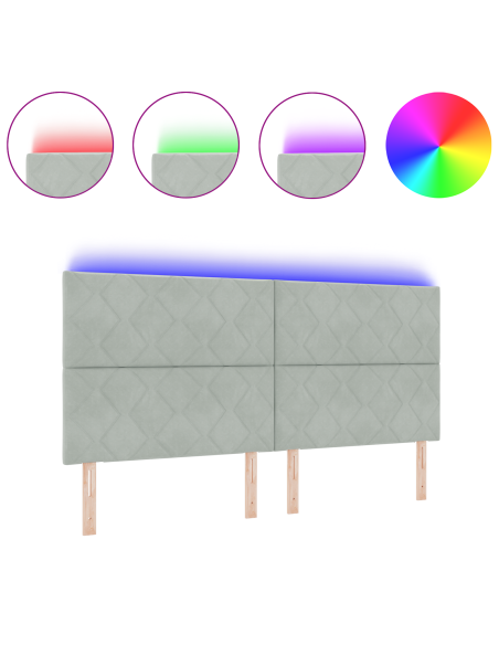 Testiera LED Grigio Chiaro Set di 3 Grigio Chiaro