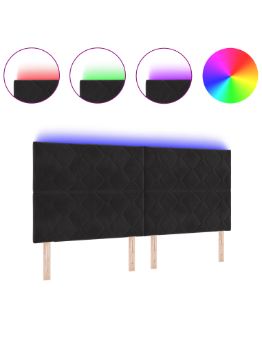 Testiera LED Nero 200 cm Pelle Sintetica