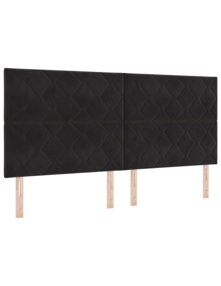 Testiera LED  - Design a Blocchi di Diamante Neri - 200 cm - Velluto