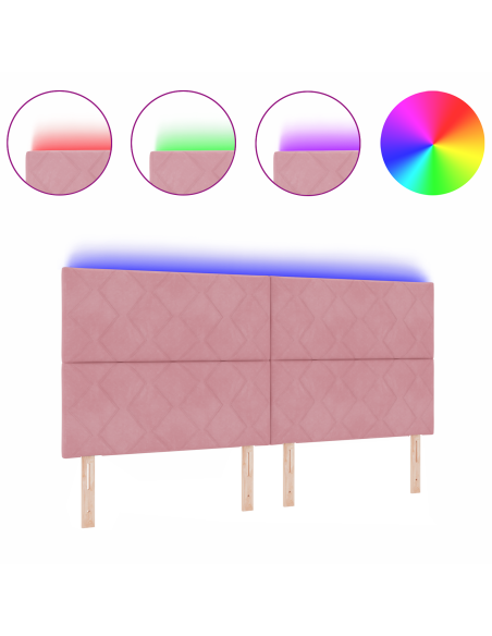 Testiera LED Design a Blocchi di Diamante Rosa 200 cm Velluto
