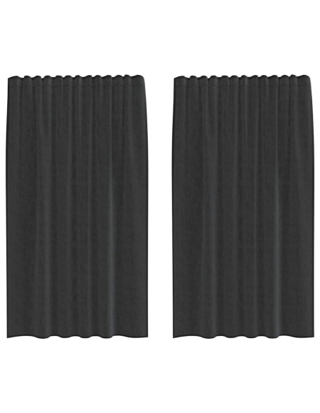 Tende in Voile con Tasche per Aste 2 pz Nero