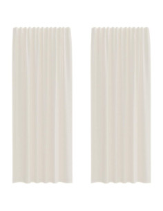 Tende in Voile con Tasche per Aste 2 pz Crema 2