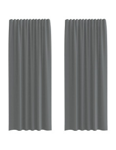 Tende in Voile con Tasche per Aste 2 pz Grigio Scuro 2