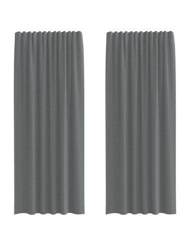 Tende in Voile con Tasche per Aste 2 pz Grigio Scuro