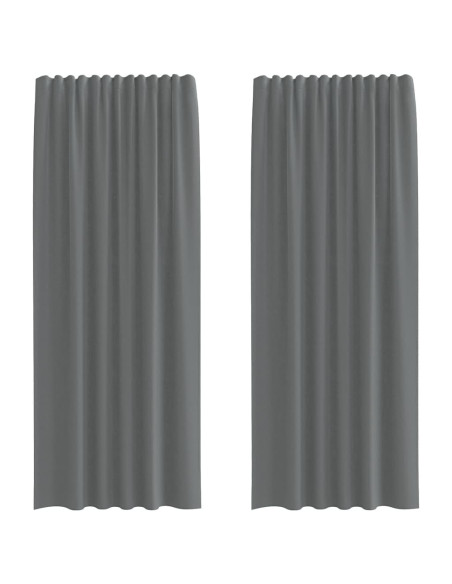 Tende in Voile con Tasche per Aste 2 pz Grigio Scuro