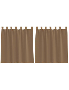 Tende in Voile con Passanti 2 pz Marrone Chiaro 140x140 cm 2