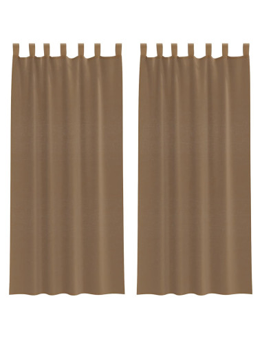Tende in Voile con Passanti 2 pz Marrone Chiaro 140x225 cm