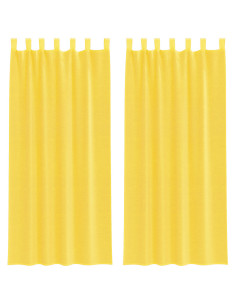 Tende in Voile con Tasche per Aste 2 pz Giallo 2