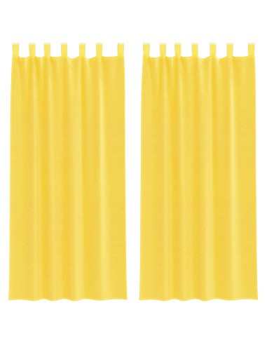 Tende in Voile con Tasche per Aste 2 pz Giallo