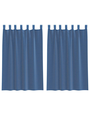 Tende in Voile con Tasche per Aste 2 pz Blu Reale