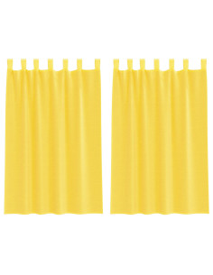 Tende in Voile con Tasche per Aste 2 pz Giallo 2