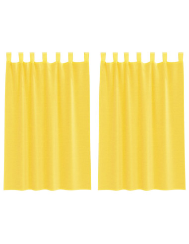 Tende in Voile con Tasche per Aste 2 pz Giallo