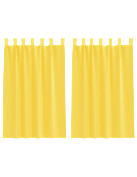 Tende in Voile con Tasche per Aste 2 pz Giallo