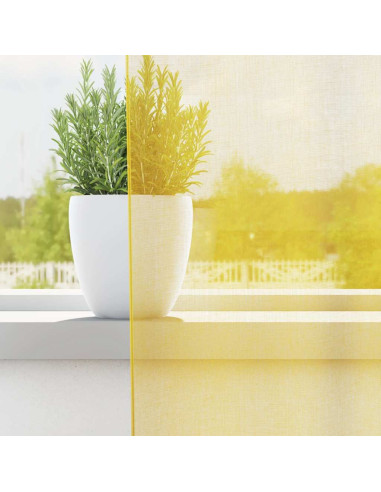 Tende in Voile con Tasche per Aste 2 pz Giallo