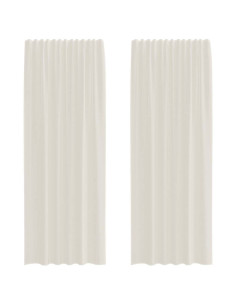 Tende in Voile con Tasche per Aste 2 pz Crema 2