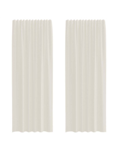 Tende in Voile con Tasche per Aste 2 pz Crema