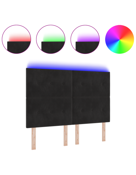 Testiera LED con luci a strisce a LED Nero 160 cm Poliestere