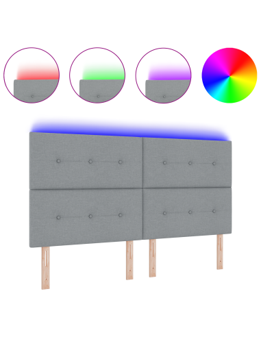 Testiera LED con testiera Grigio chiaro 180 cm Poliestere