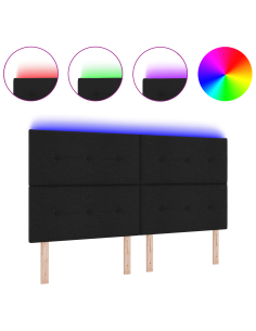 Testiera LED con luci a strisce a LED Nero 180 cm Poliestere 2