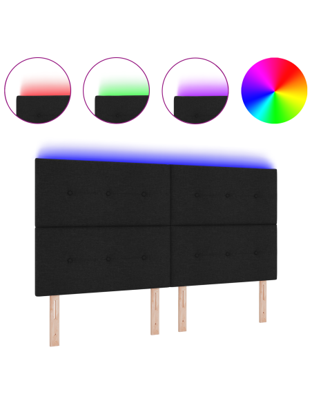 Testiera LED con luci a strisce a LED Nero 180 cm Poliestere