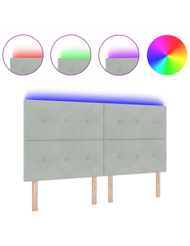 Testiera LED con testiera Grigio chiaro 180 cm Poliestere