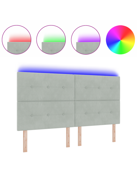 Testiera LED con testiera Grigio chiaro 180 cm Poliestere