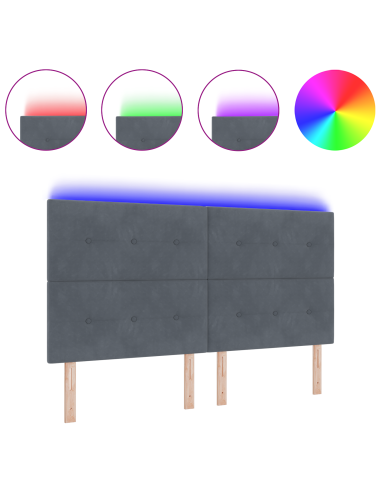 Testiera LED con luci a strisce a LED Grigio 180 cm Poliestere