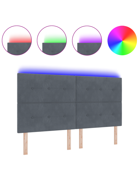 Testiera LED con luci a strisce a LED Grigio 180 cm Poliestere