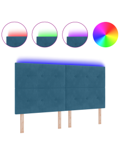 Testiera LED con luci a strisce a LED Blu 180 cm Poliestere 2