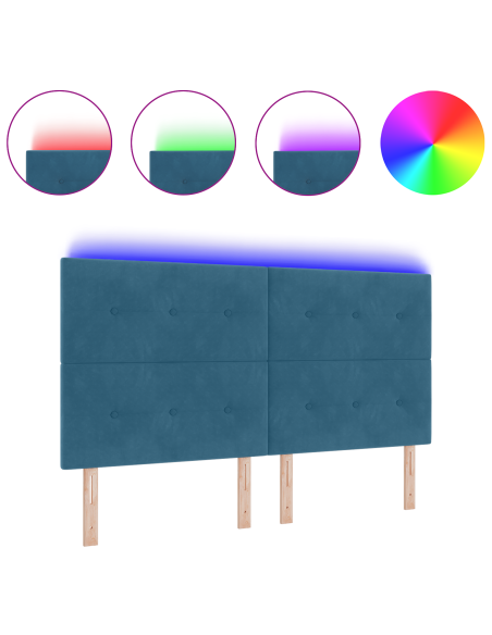 Testiera LED con luci a strisce a LED Blu 180 cm Poliestere