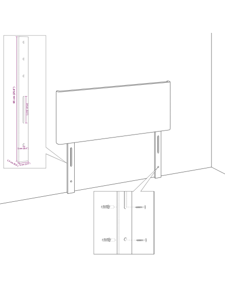 Applique LED Grigio 100 cm Tessuto