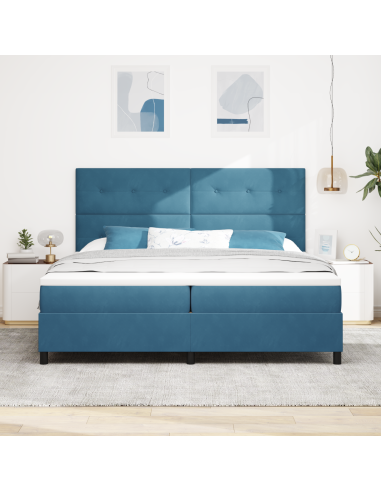 Letto a Sorgente LED Blu Scuro 200 x 200 cm Tessuto