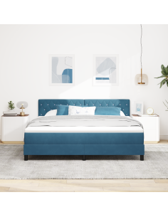 Letto a Sorgente LED con led Blu Scuro 180 x 200 cm Velluto