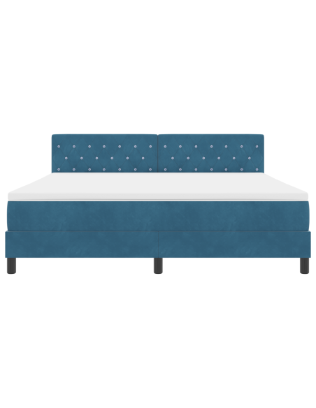 Letto a Molle con Materasso e LED Blu Scuro 180x200 cm in Velluto