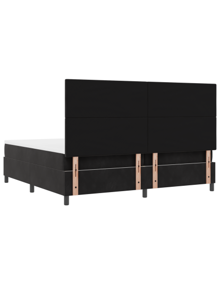 Letto a Molle con Materasso e LED Black 200x200 cm in Velluto