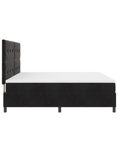 Letto a Molle con Materasso e LED Black 200x200 cm in Velluto