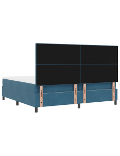 Letto a Sorgente LED Blu Scuro 200 x 200 cm Tessuto 2