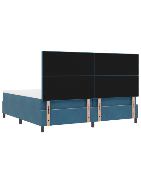 Letto Box Spring con Materasso e LED Blu Scuro 200x200 cm Velluto