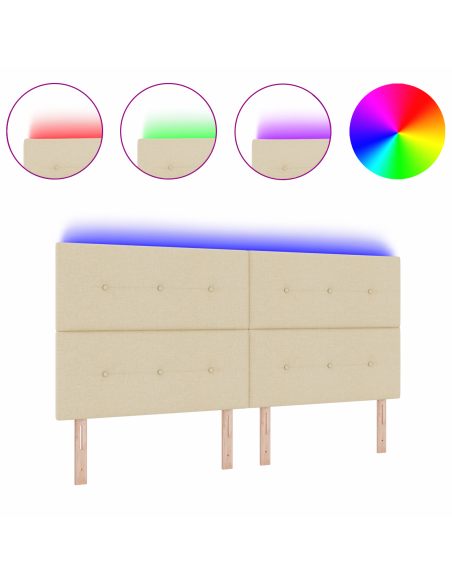 Testiera LED con luci a strisce a LED Crema 200 cm Poliestere