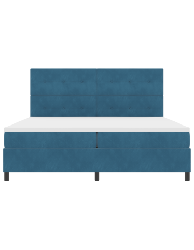 Letto a Sorgente LED Blu Scuro 200 x 200 cm Tessuto