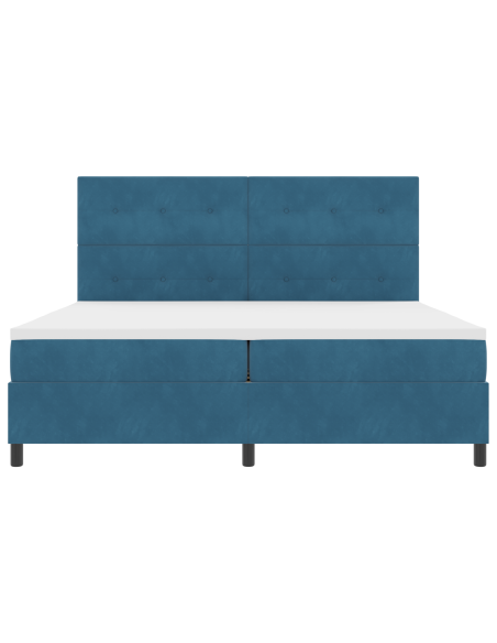 Letto Box Spring con Materasso e LED Blu Scuro 200x200 cm Velluto