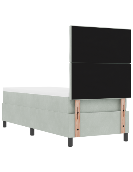 Letto Box Spring  con Materasso e Luce LED Grigio Chiaro 80x200 cm Velluto