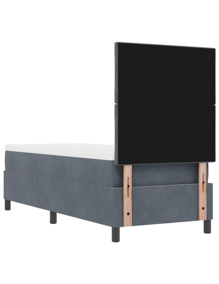 Letto Box Spring con Materasso e LED Grigio Scuro 80x200 cm in Velluto