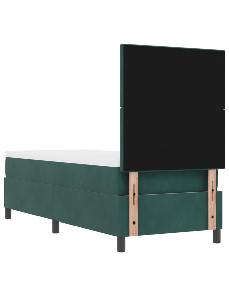 Letto Box Spring con Materasso e LED Verde Scuro 80x200 cm Velluto