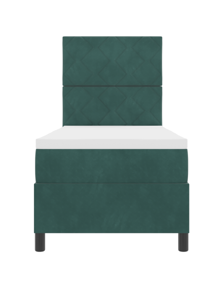 Letto Box Spring con Materasso e LED Verde Scuro 80x200 cm Velluto