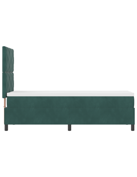 Letto Box Spring con Materasso e LED Verde Scuro 80x200 cm Velluto