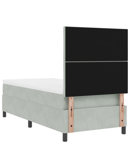 Letto a Rete con Materasso e Luce LED Grigio Chiaro 90x190 cm Velluto